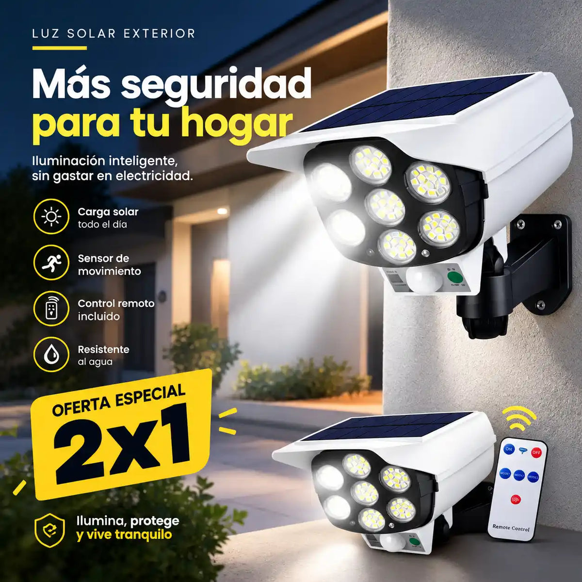PACK DOBLE Foco Solar Tipo Camara